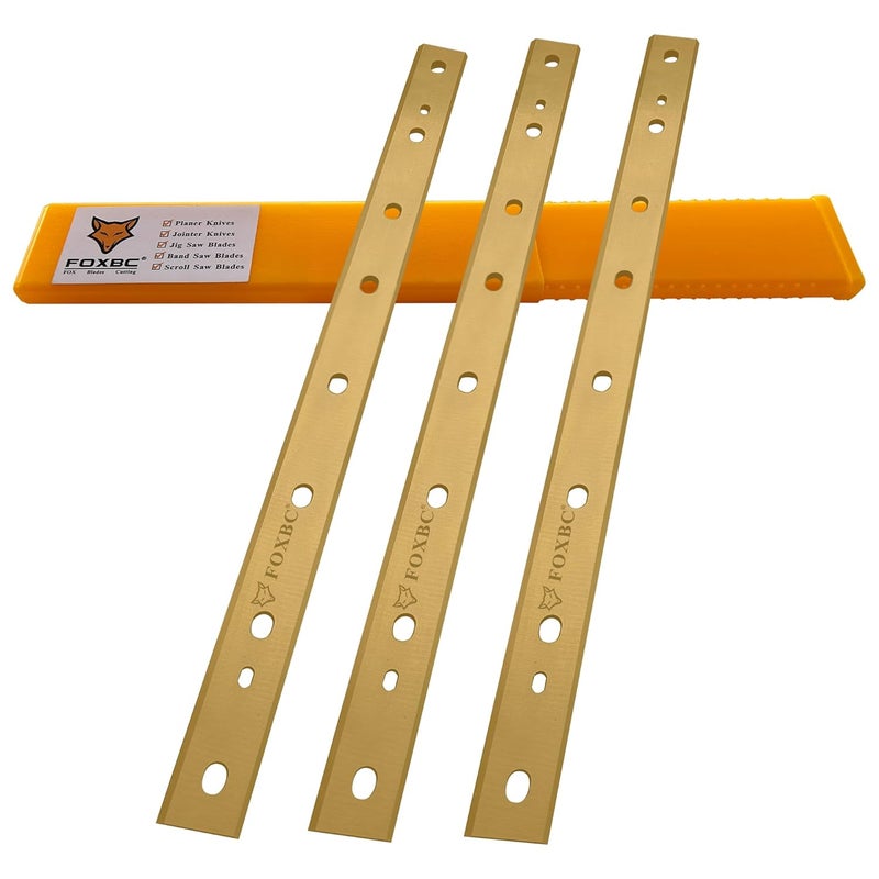 FOXBC 12-1/2 Inch Titanium Planer Blades Replacement for DeWalt DW734 Planer, Replace DW7342 - Set of 3 - Image 1